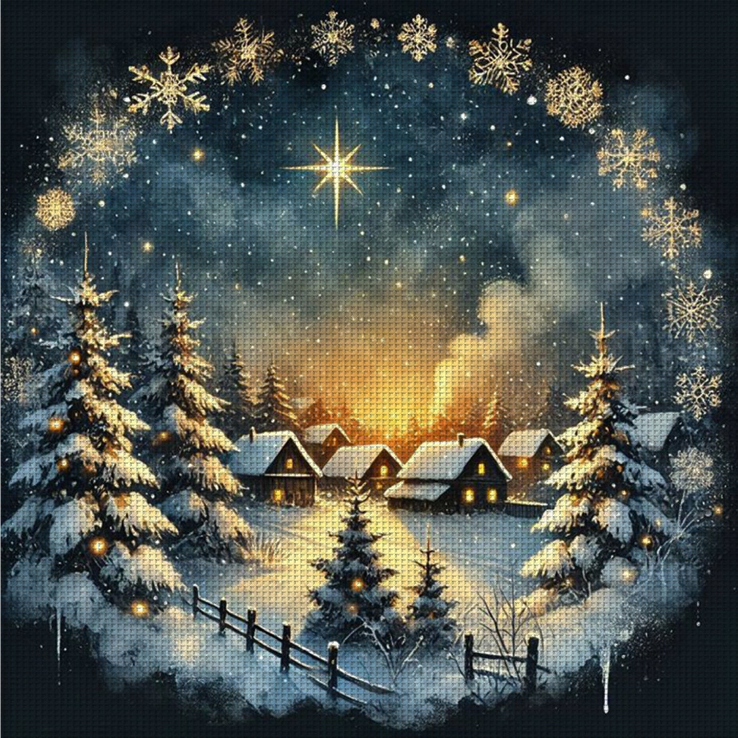 Christmas Scenery - Full 14CT Counted Cross Stitch 40x40CM - Yishu