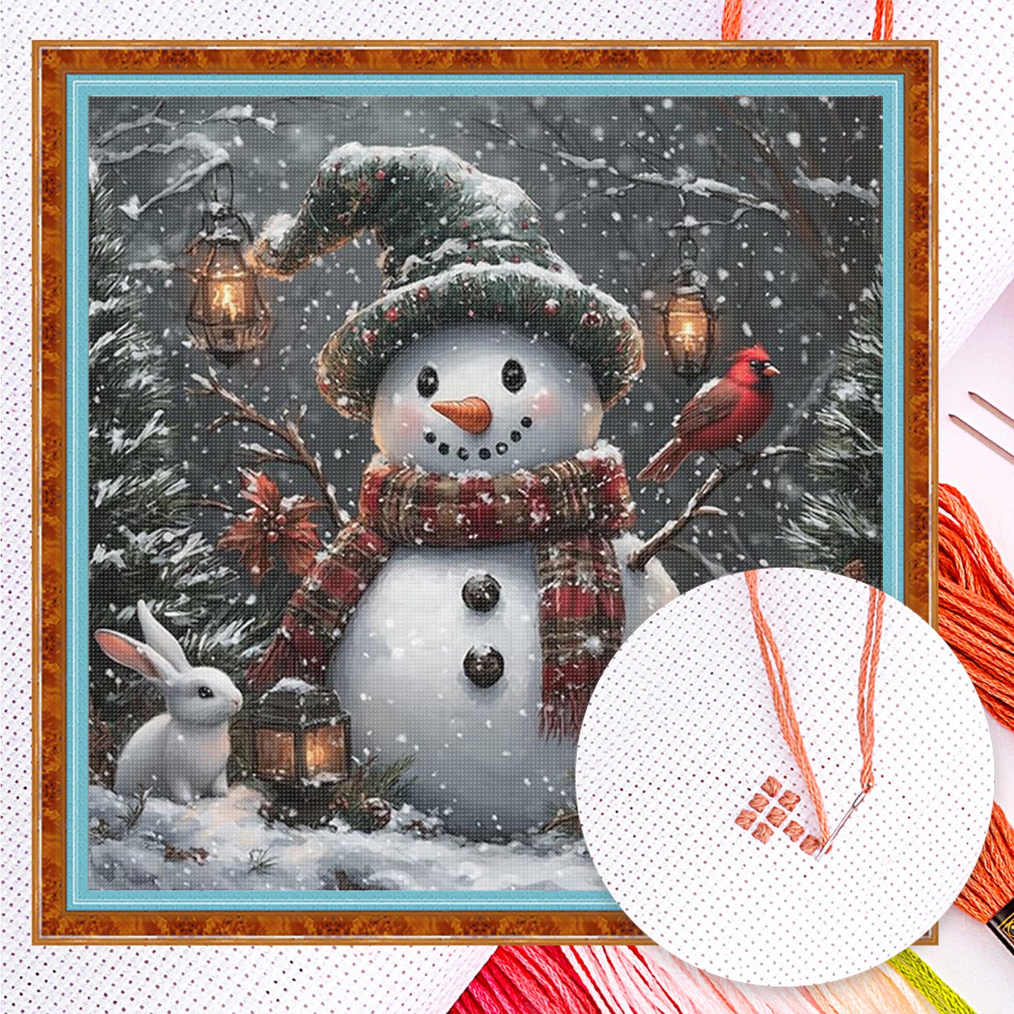 Snowman - Full 14CT Counted Cross Stitch 40x40CM - Yishu