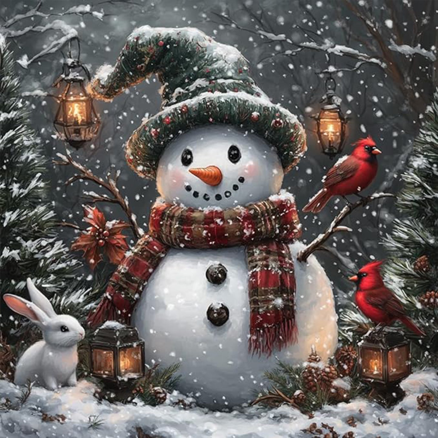 Snowman - Full 14CT Counted Cross Stitch 40x40CM - Yishu