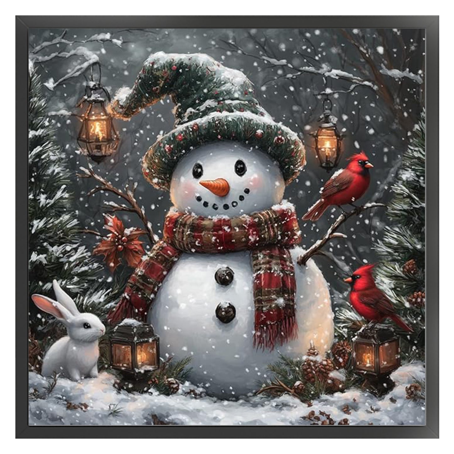 Snowman - Full 14CT Counted Cross Stitch 40x40CM - Yishu