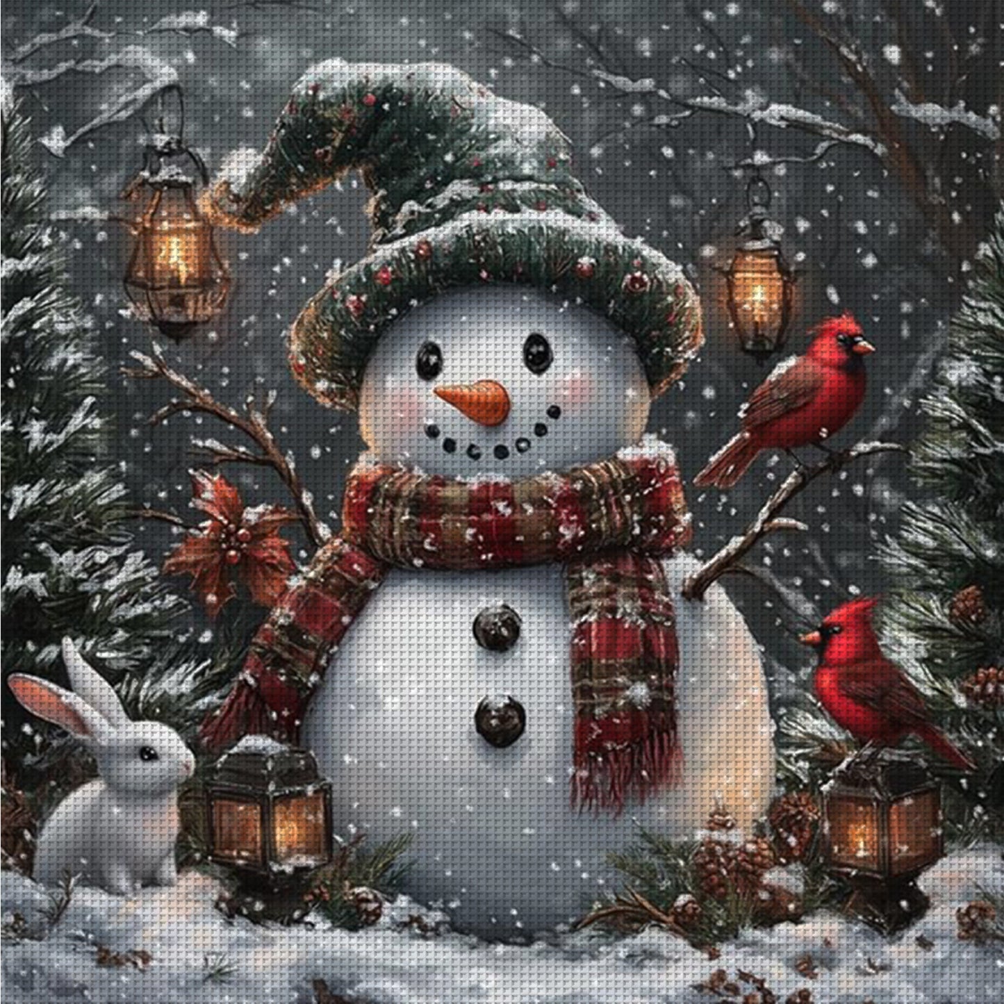 Snowman - Full 14CT Counted Cross Stitch 40x40CM - Yishu