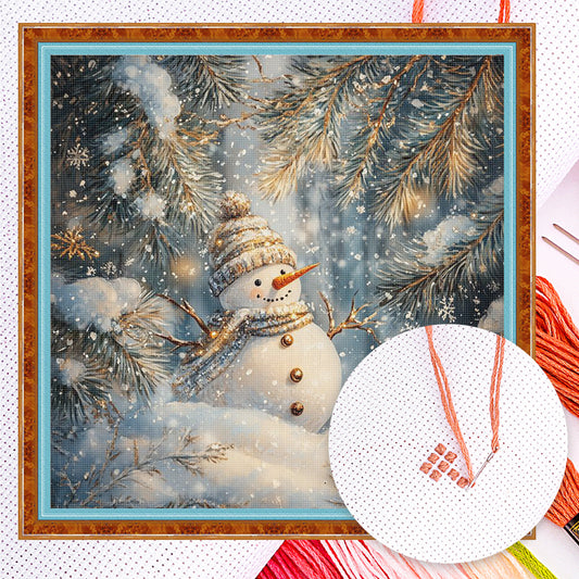 Snowman - Full 14CT Counted Cross Stitch 40x40CM - Yishu
