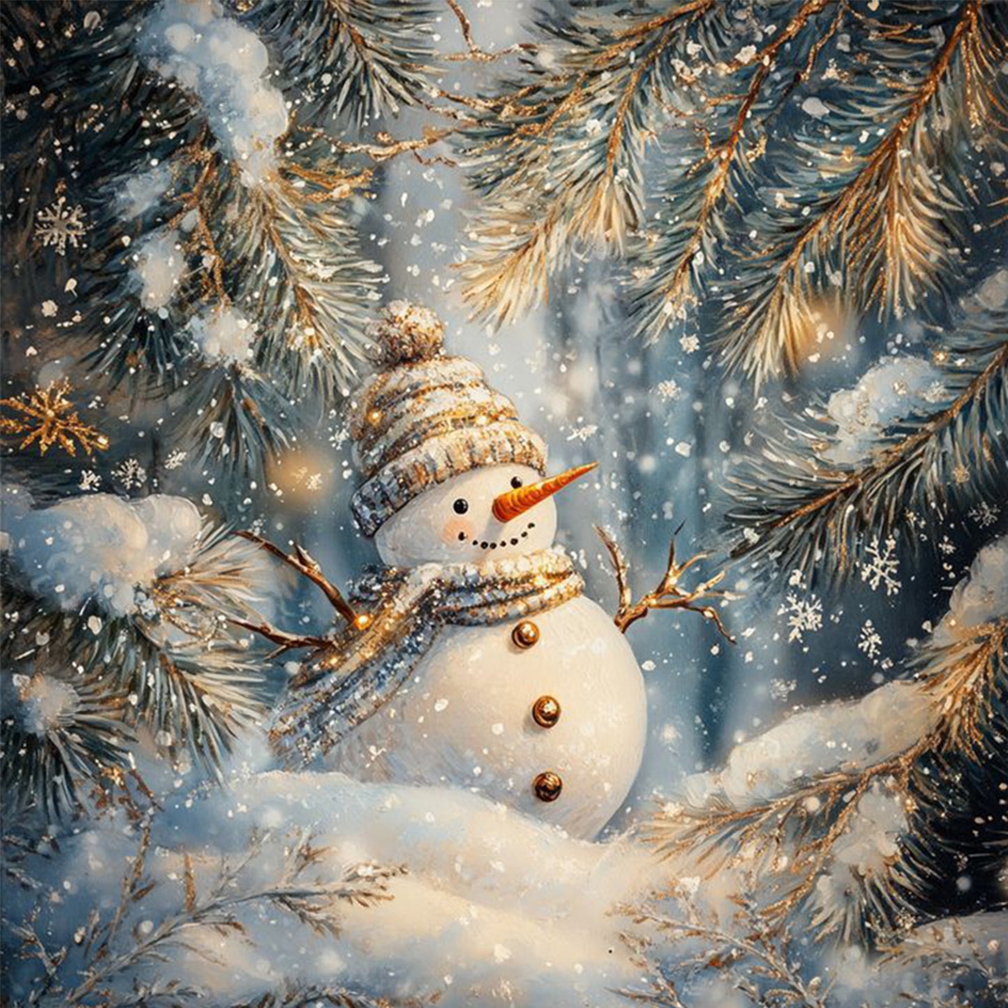 Snowman - Full 14CT Counted Cross Stitch 40x40CM - Yishu