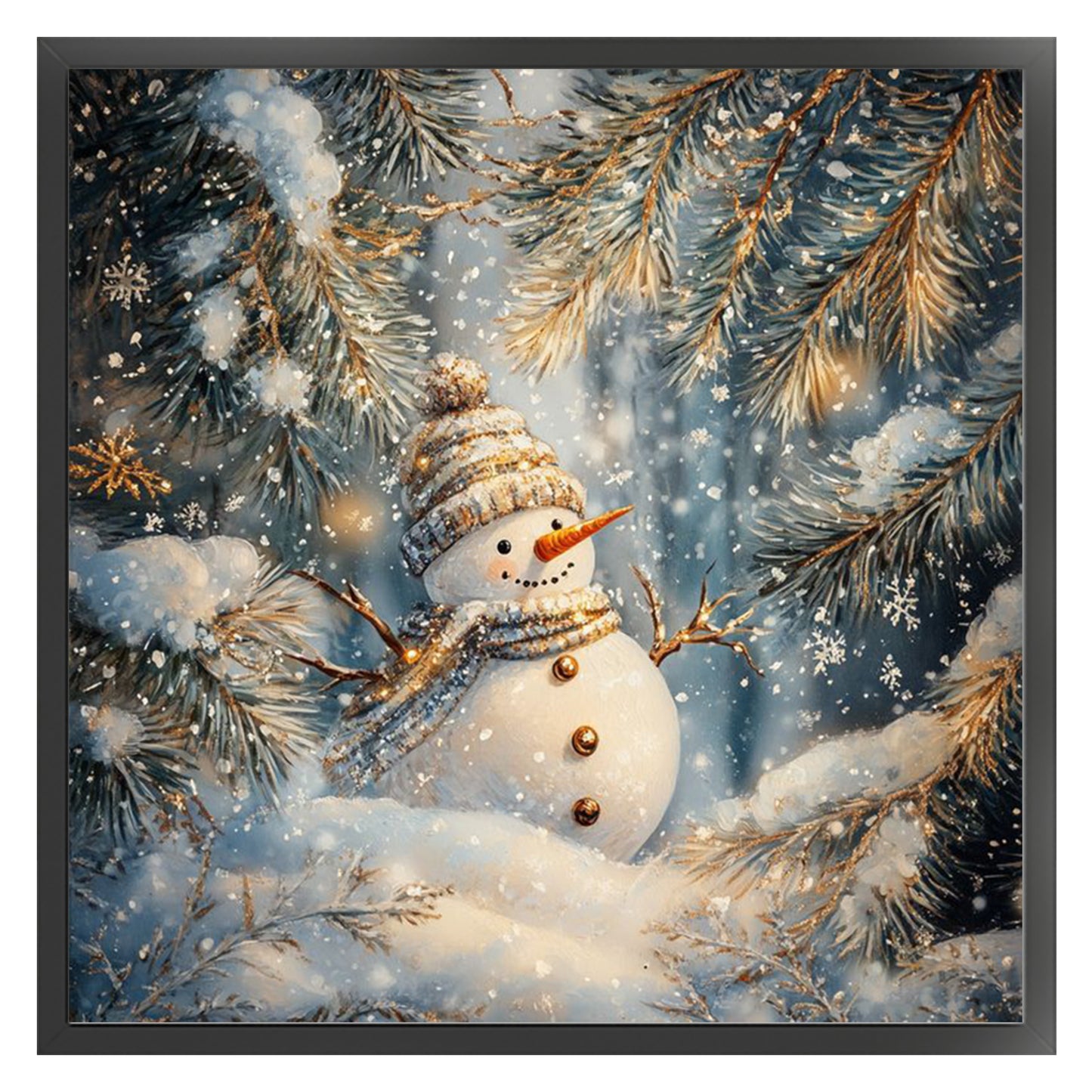 Snowman - Full 14CT Counted Cross Stitch 40x40CM - Yishu