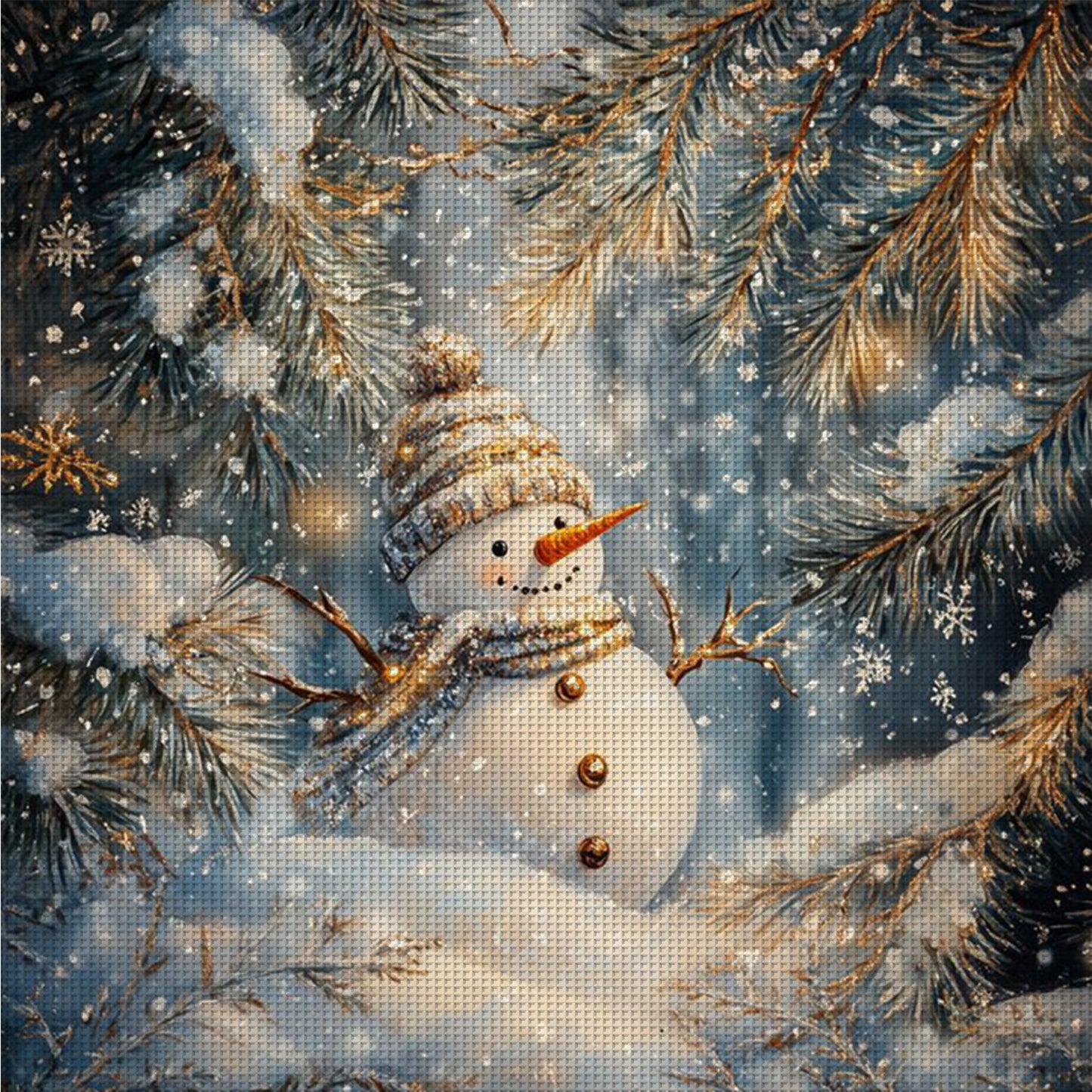 Snowman - Full 14CT Counted Cross Stitch 40x40CM - Yishu