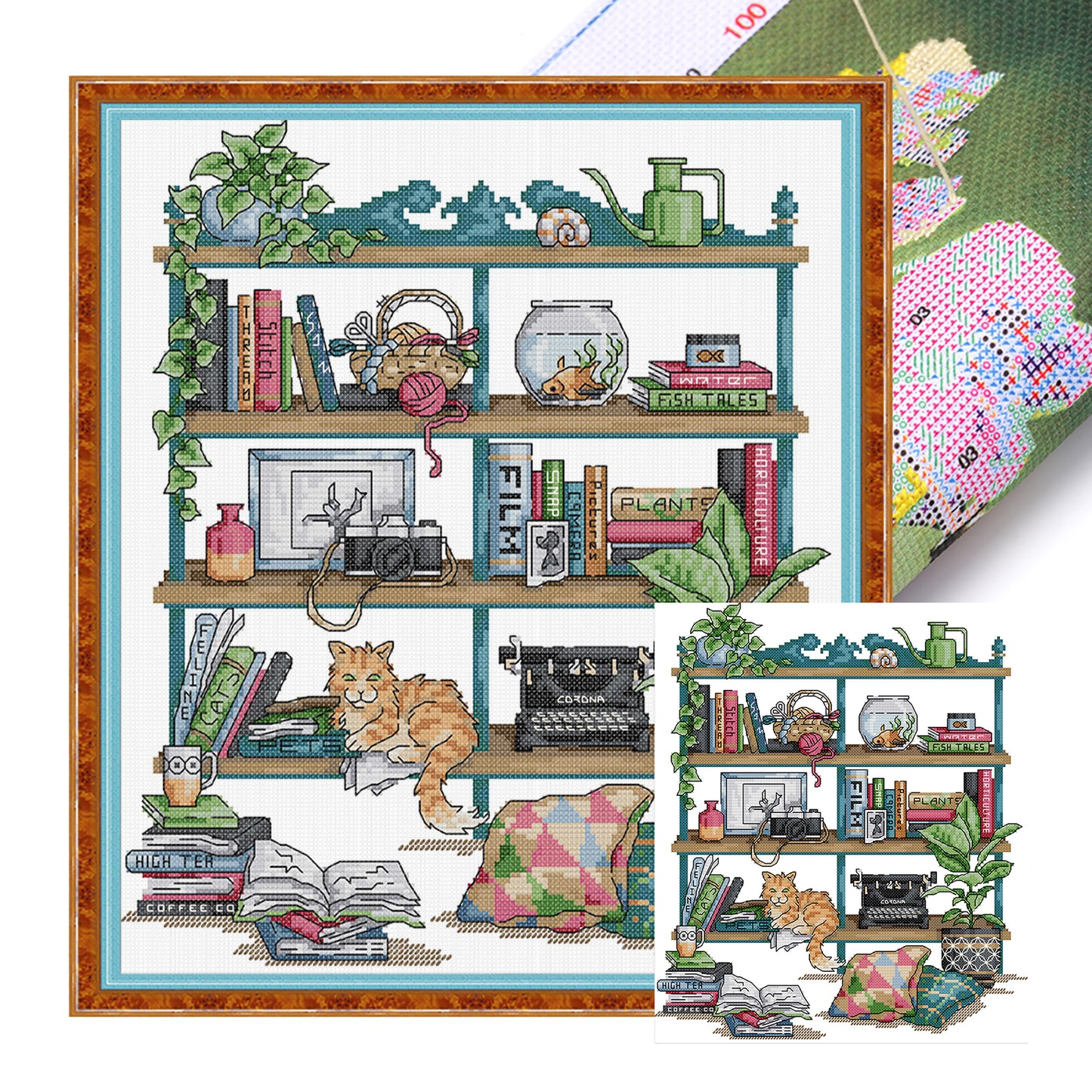 Storage Shelf - Partial 14CT Stamped Cross Stitch 32x35CM - Joy Sunday Backstitch+Half Cross Stitch