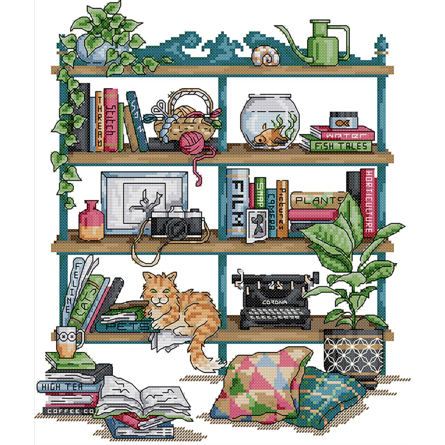 Storage Shelf - Partial 14CT Stamped Cross Stitch 32x35CM - Joy Sunday Backstitch+Half Cross Stitch