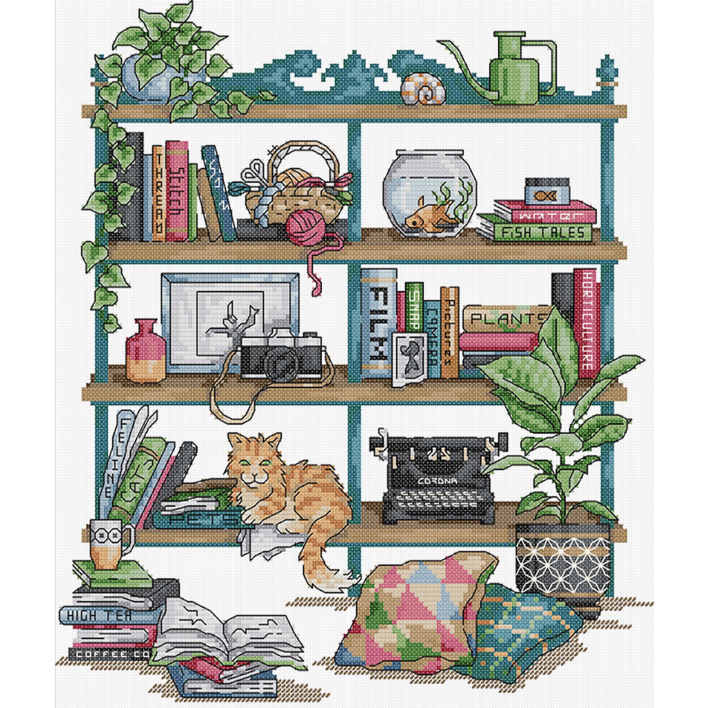 Storage Shelf - Partial 14CT Stamped Cross Stitch 32x35CM - Joy Sunday Backstitch+Half Cross Stitch