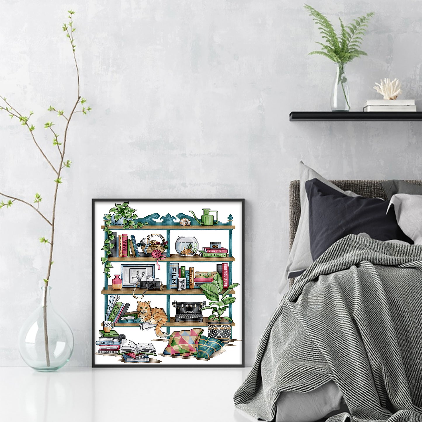 Storage Shelf - Partial 14CT Stamped Cross Stitch 32x35CM - Joy Sunday Backstitch+Half Cross Stitch