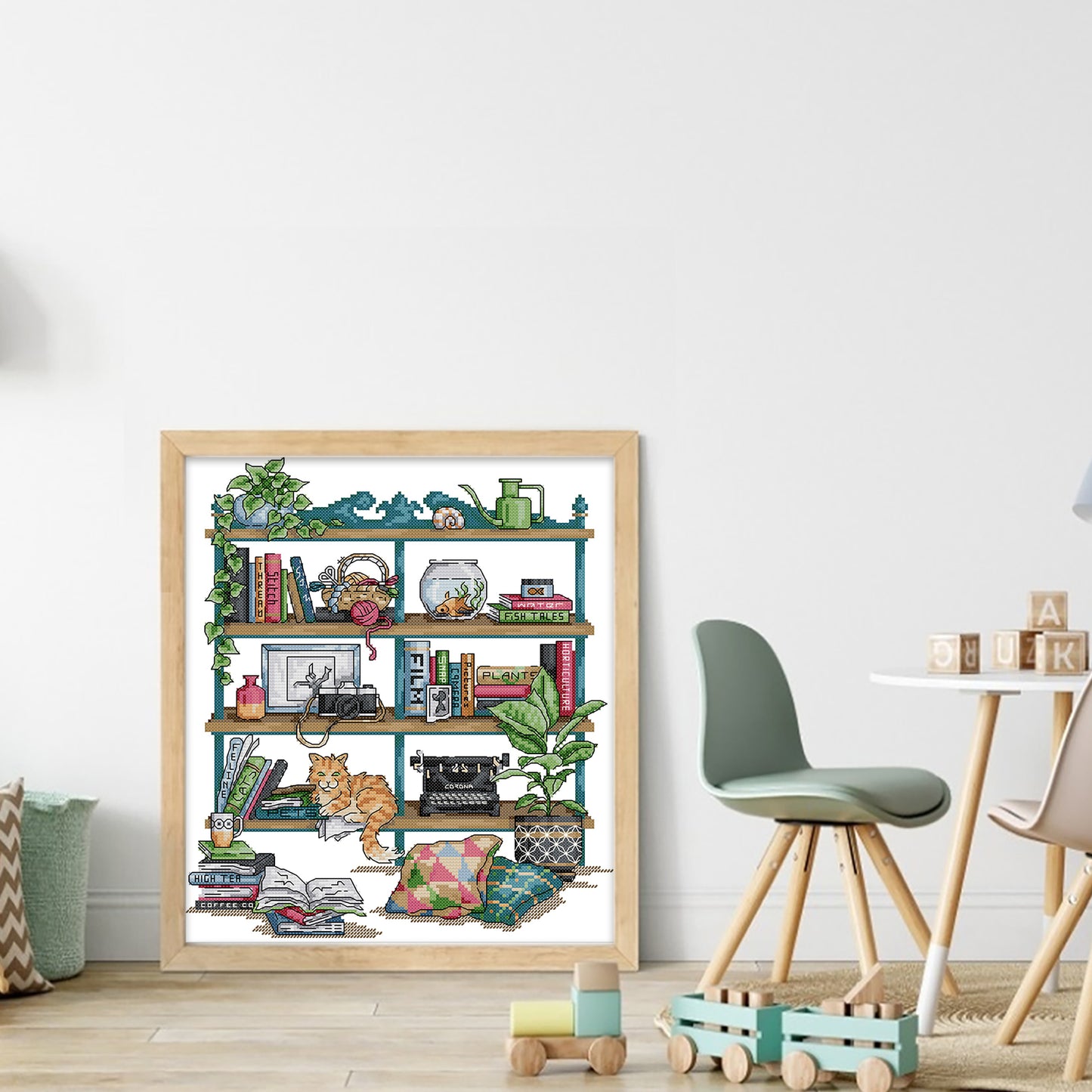 Storage Shelf - Partial 14CT Stamped Cross Stitch 32x35CM - Joy Sunday Backstitch+Half Cross Stitch