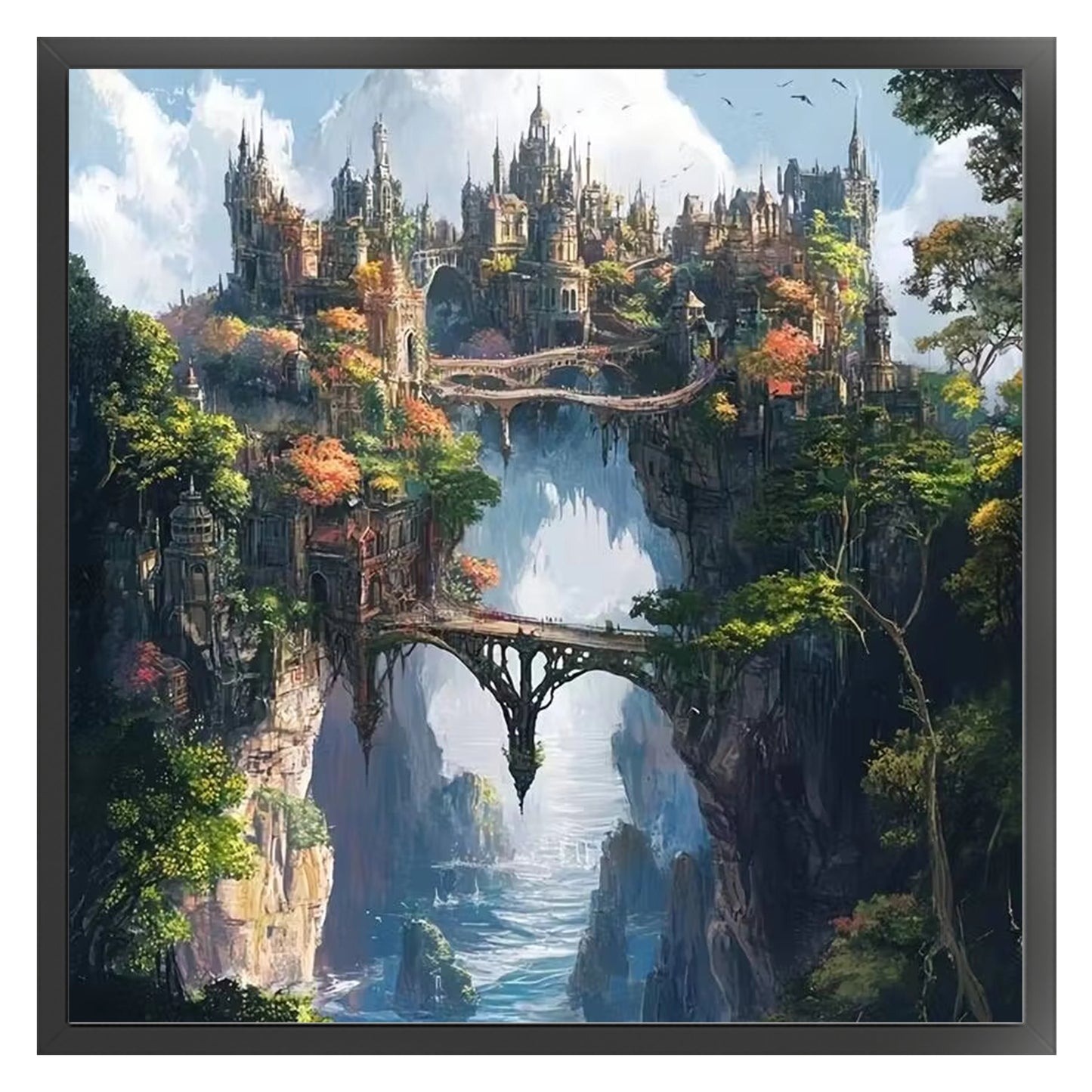 Castle In Mountains - Full 14CT Counted Cross Stitch 40x40CM - Yishu