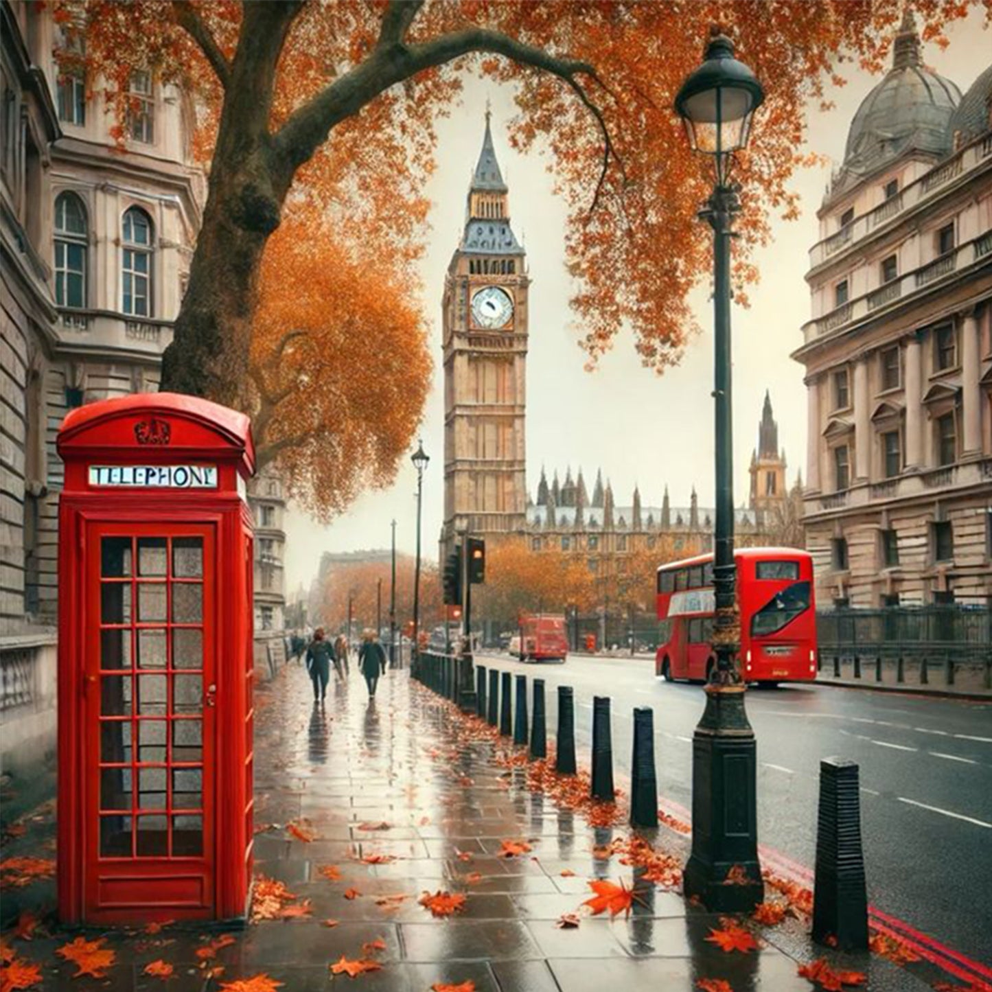 London Street - Full 14CT Counted Cross Stitch 40x40CM - Yishu