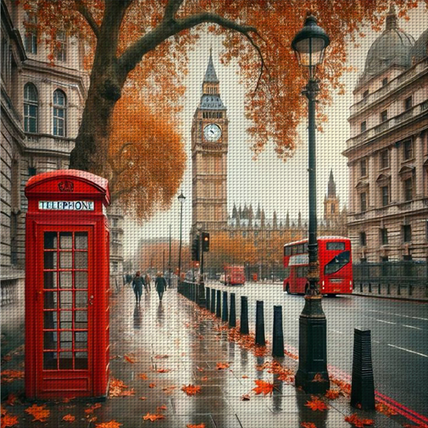 London Street - Full 14CT Counted Cross Stitch 40x40CM - Yishu