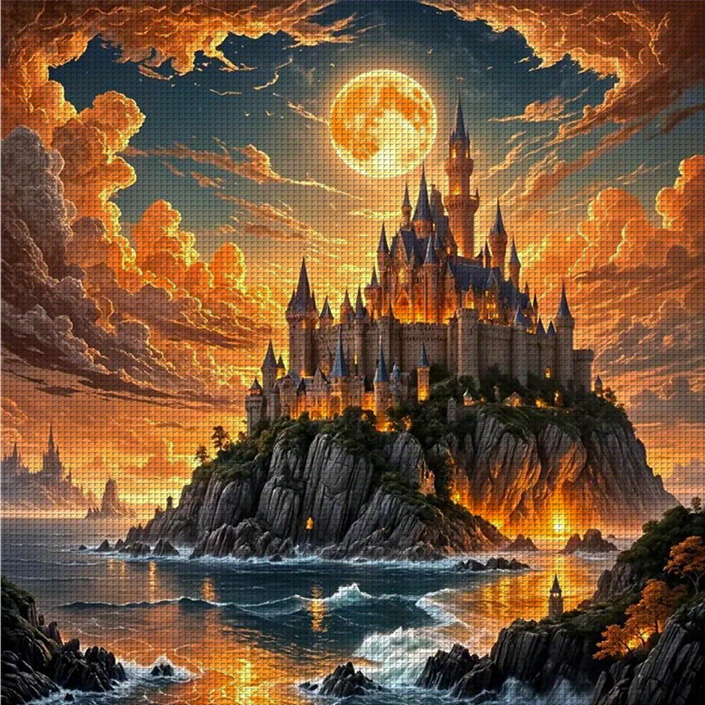 Castle - Full 14CT Counted Cross Stitch 40x40CM - Yishu