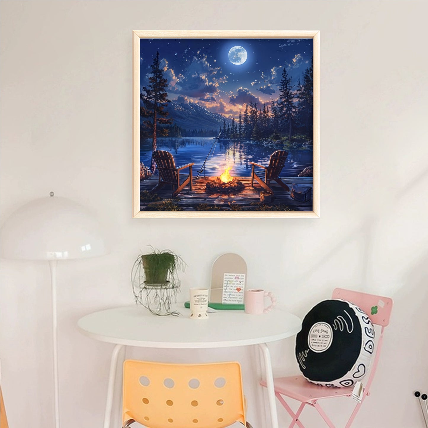 Bonfire By Lake - Full 14CT Counted Cross Stitch 40x40CM - Yishu