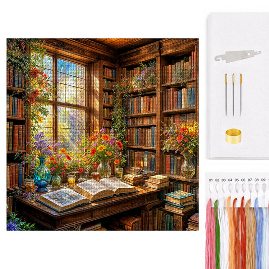 Warm Study Room - Full 14CT Counted Cross Stitch 40x40CM - Yishu