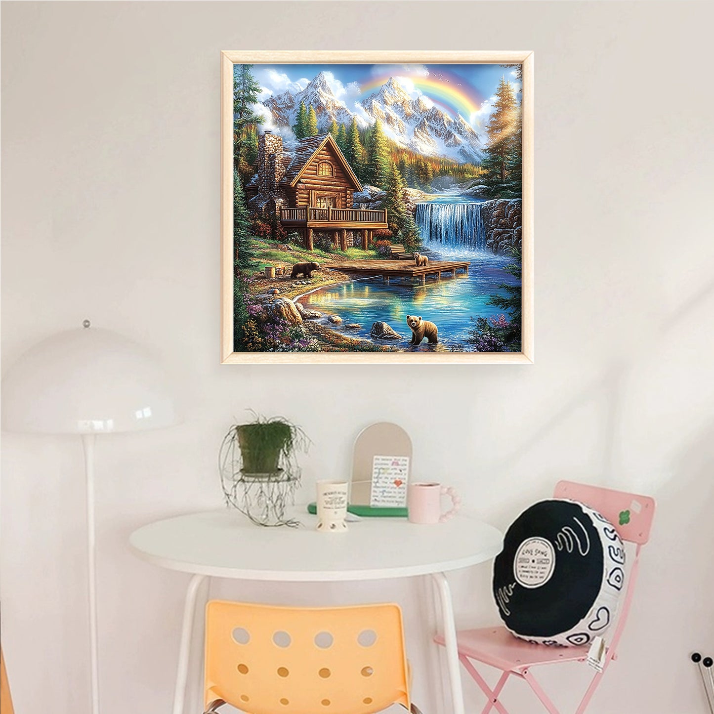 Cabin By River - Full 14CT Counted Cross Stitch 40x40CM - Yishu