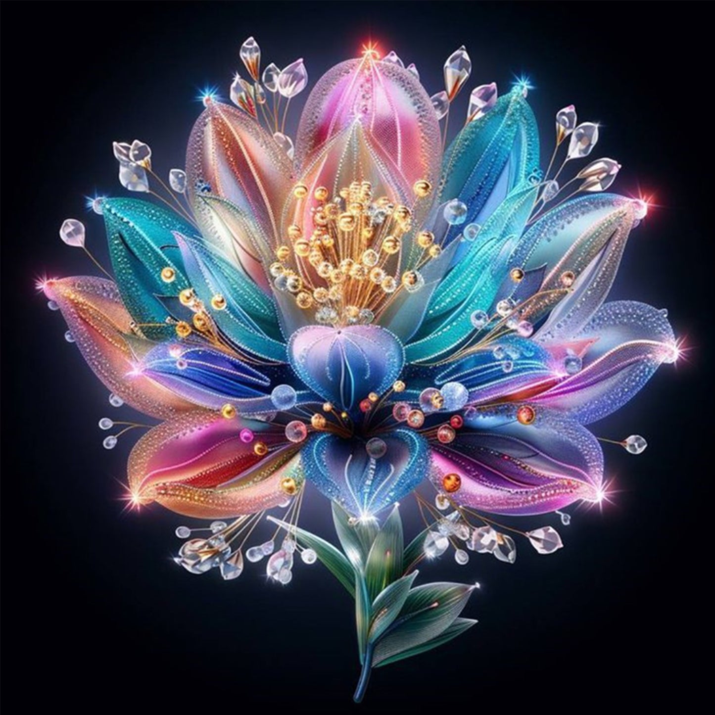 Lotus - Full 18CT Counted Cross Stitch 30x30CM - Huacan