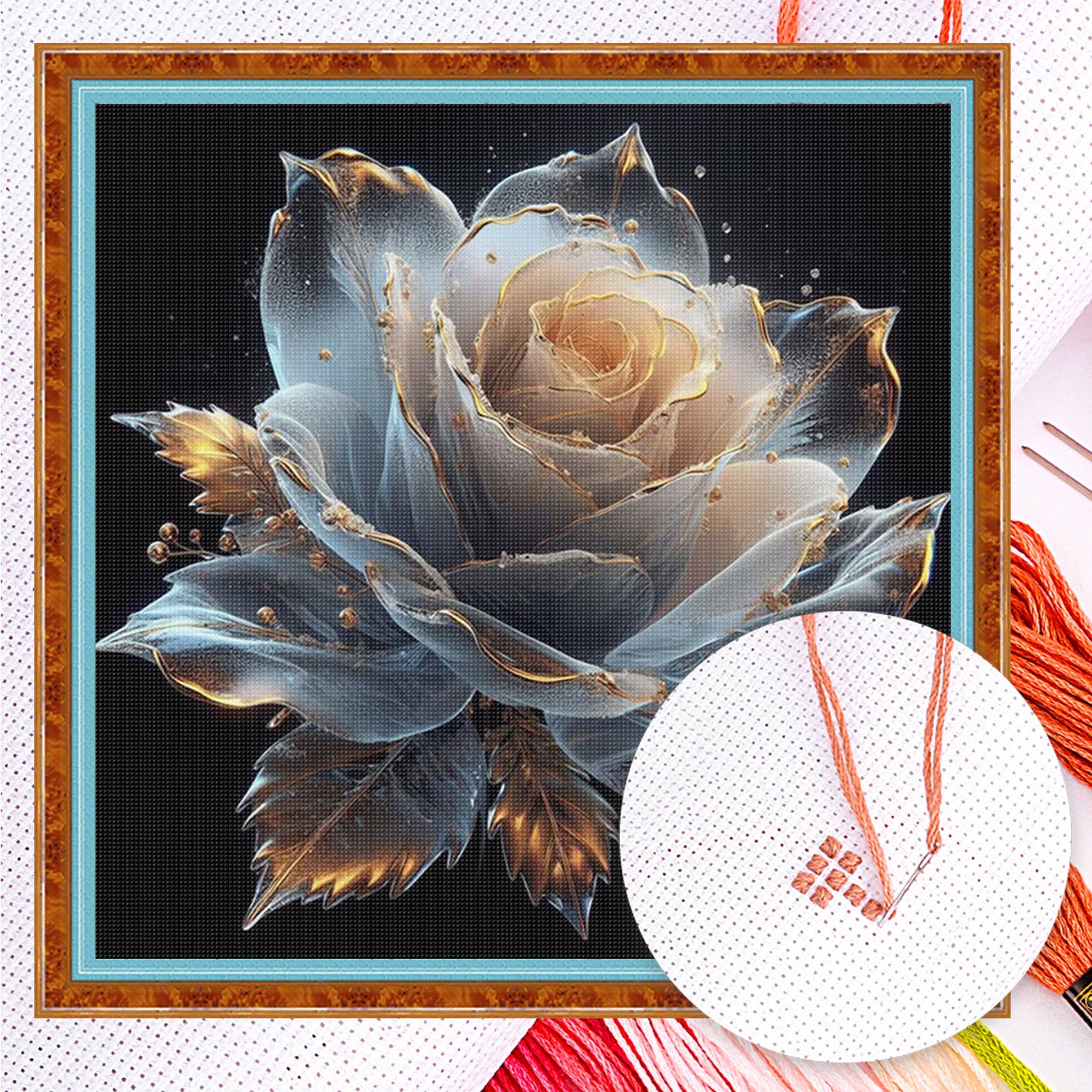 Rose - Full 18CT Counted Cross Stitch 30x30CM - Huacan