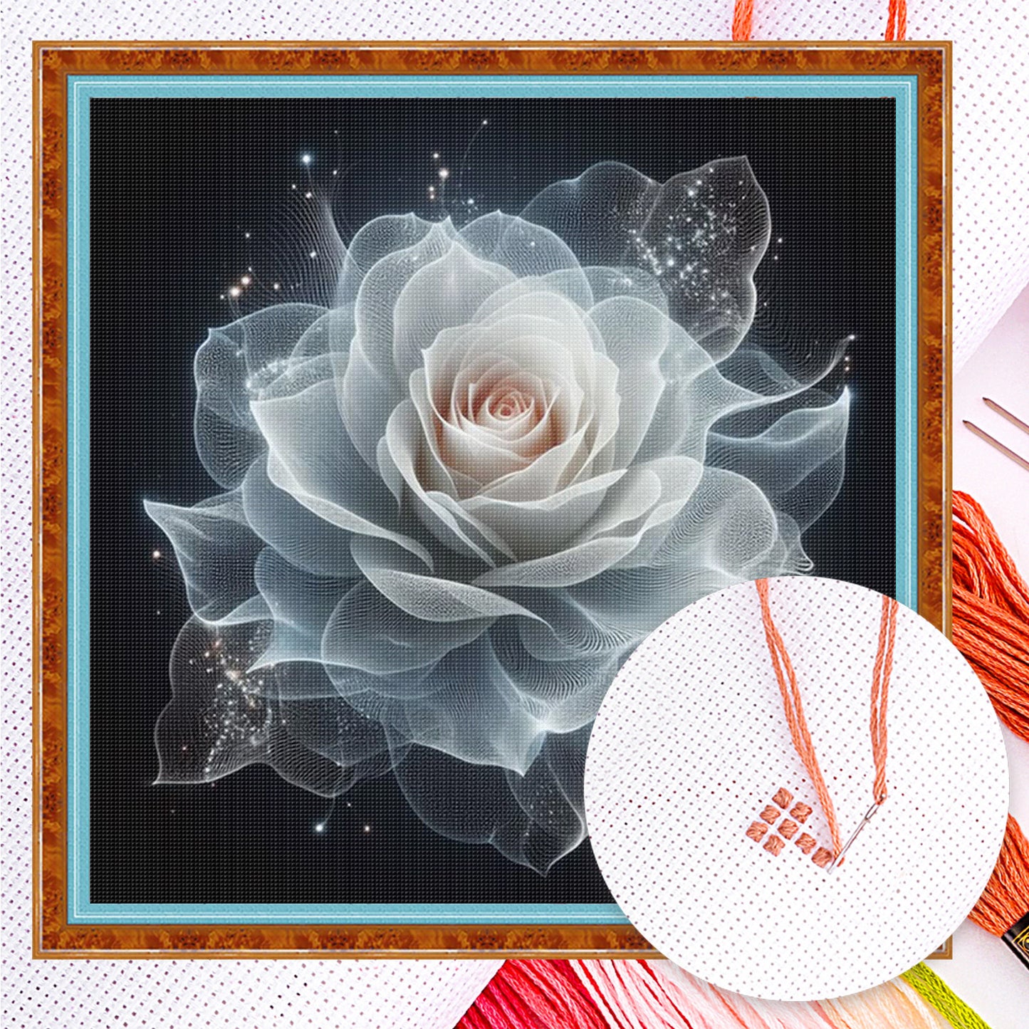 Rose - Full 18CT Counted Cross Stitch 30x30CM - Huacan