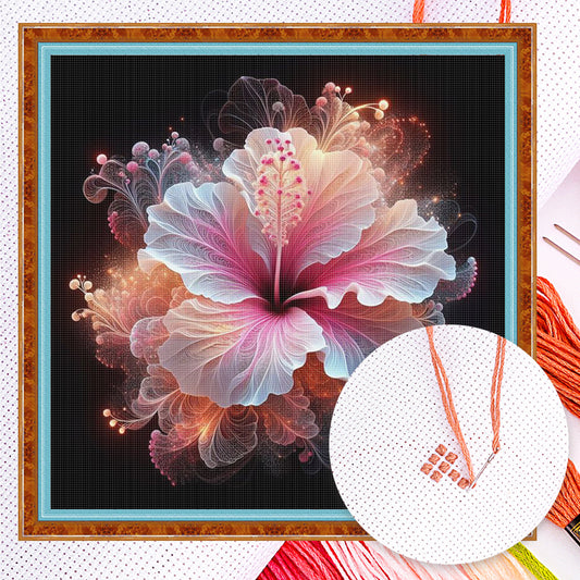 Hibiscus - Full 18CT Counted Cross Stitch 30x30CM - Huacan