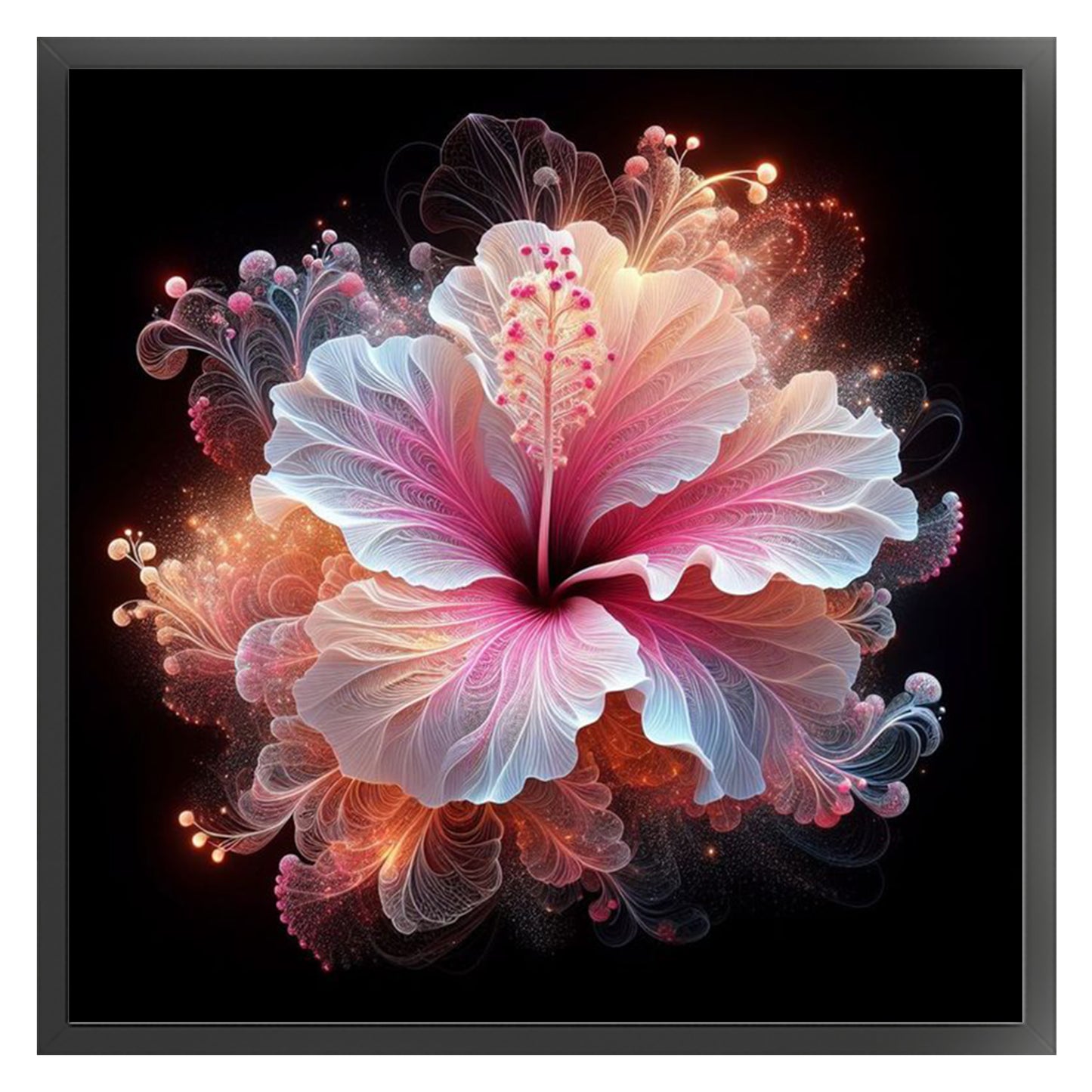Hibiscus - Full 18CT Counted Cross Stitch 30x30CM - Huacan