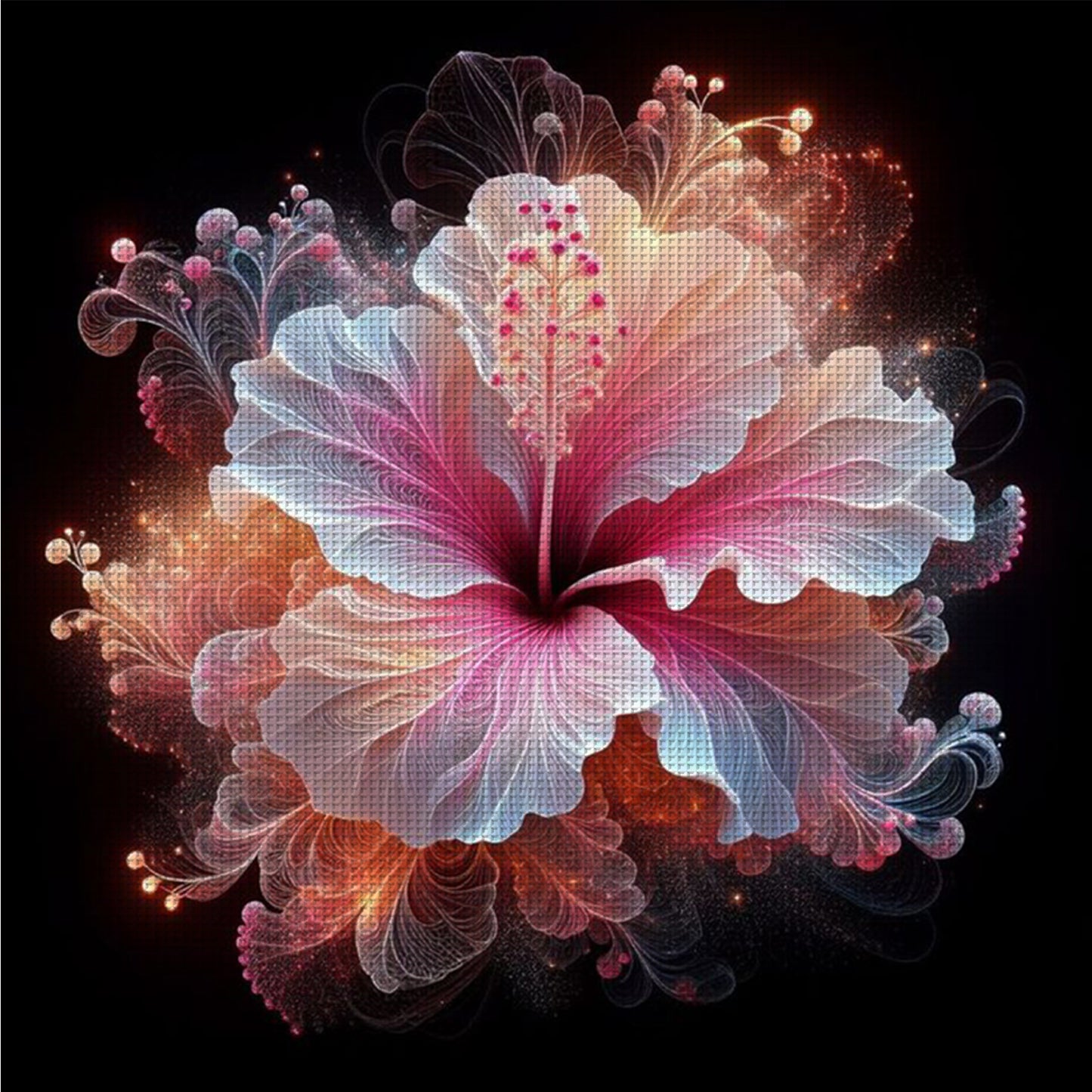 Hibiscus - Full 18CT Counted Cross Stitch 30x30CM - Huacan