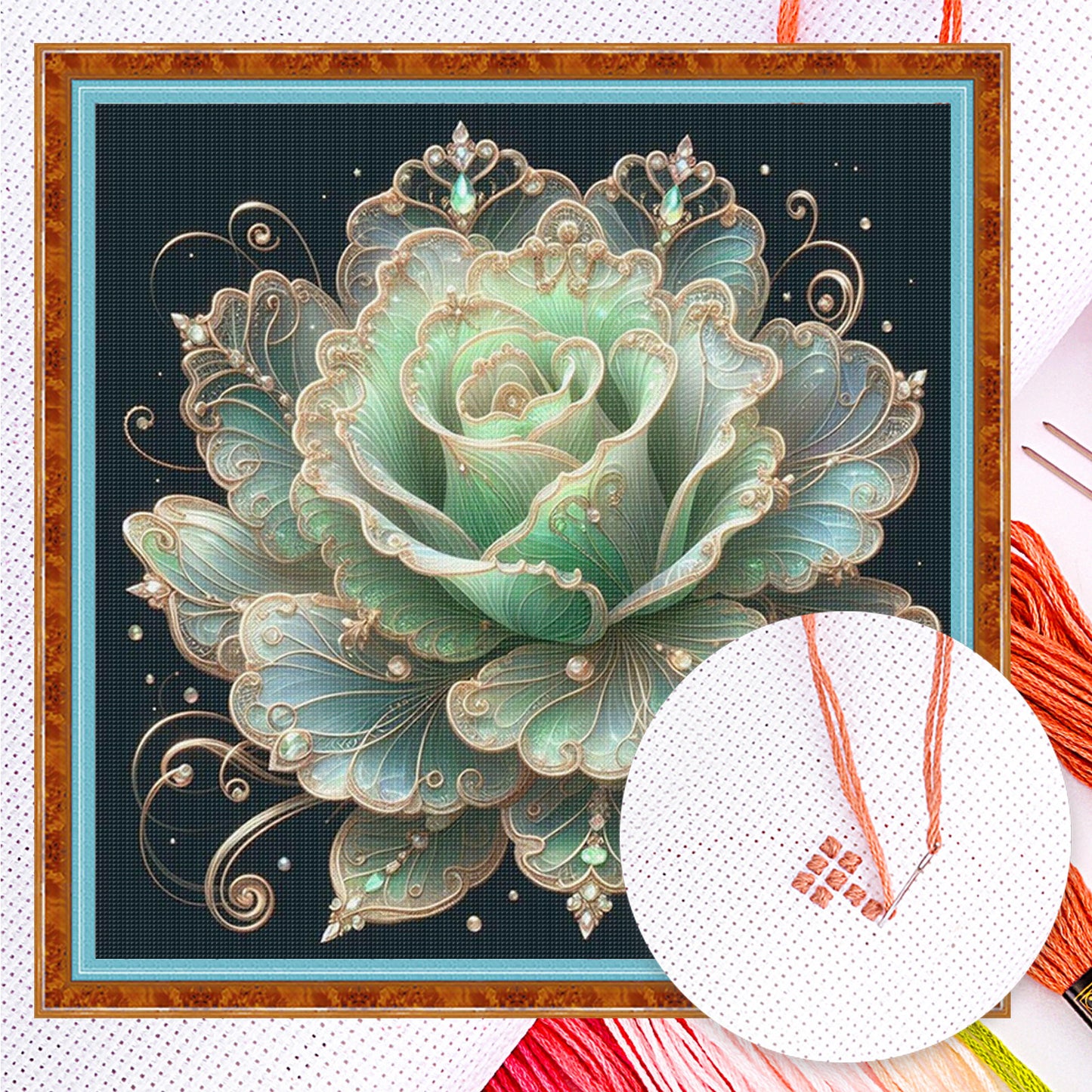 Rose - Full 18CT Counted Cross Stitch 30x30CM - Huacan
