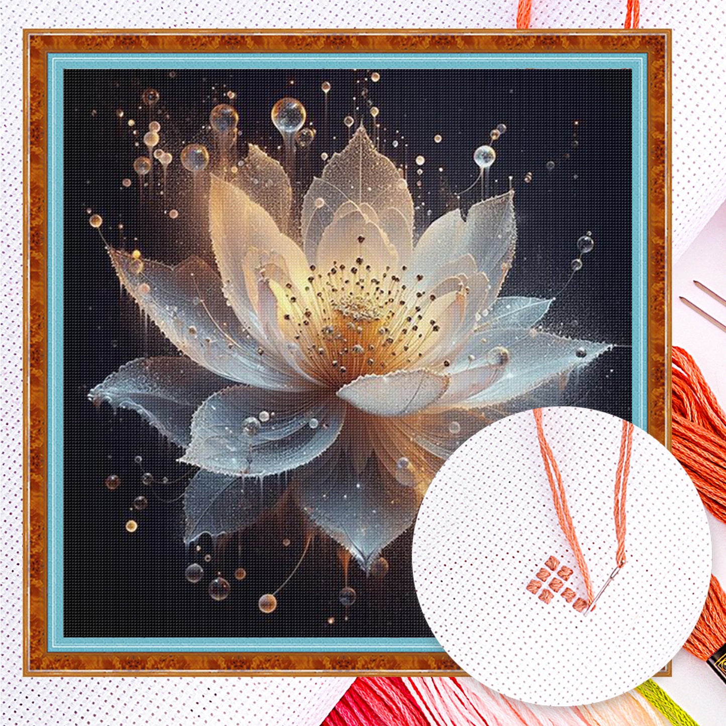 Lotus - Full 18CT Counted Cross Stitch 30x30CM - Huacan