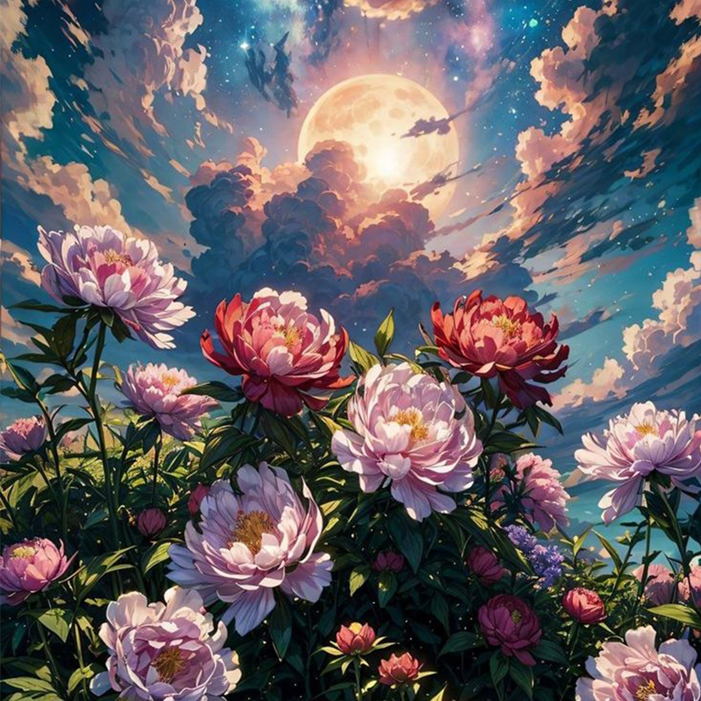 Oil Painting Flowers - Full 11CT Stamped Cross Stitch 50x50CM - Huacan