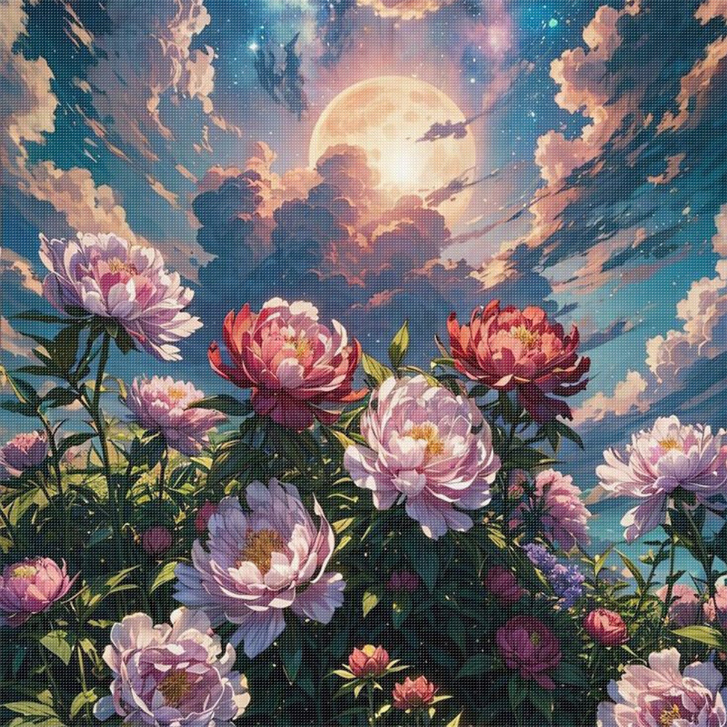 Oil Painting Flowers - Full 11CT Stamped Cross Stitch 50x50CM - Huacan