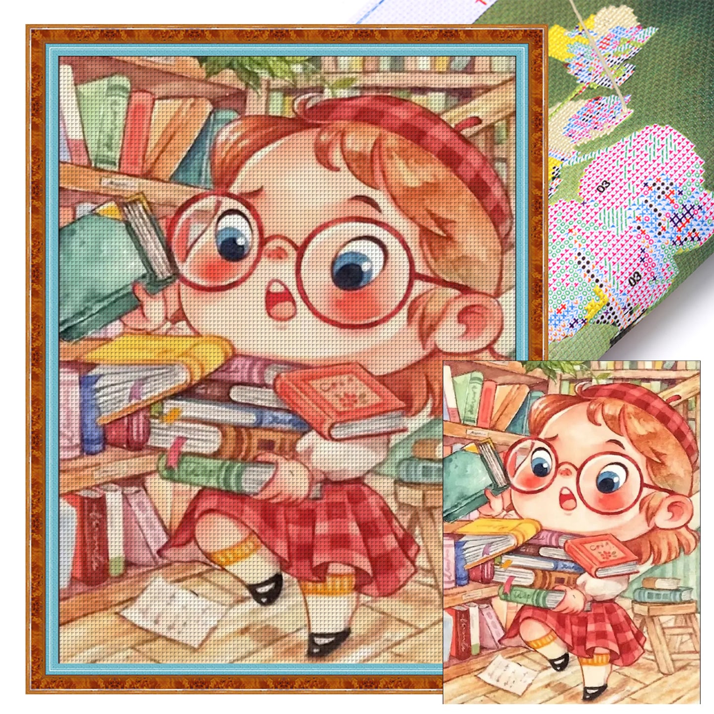 Cartoon Girl - Full 11CT Stamped Cross Stitch 45x60CM - Huacan