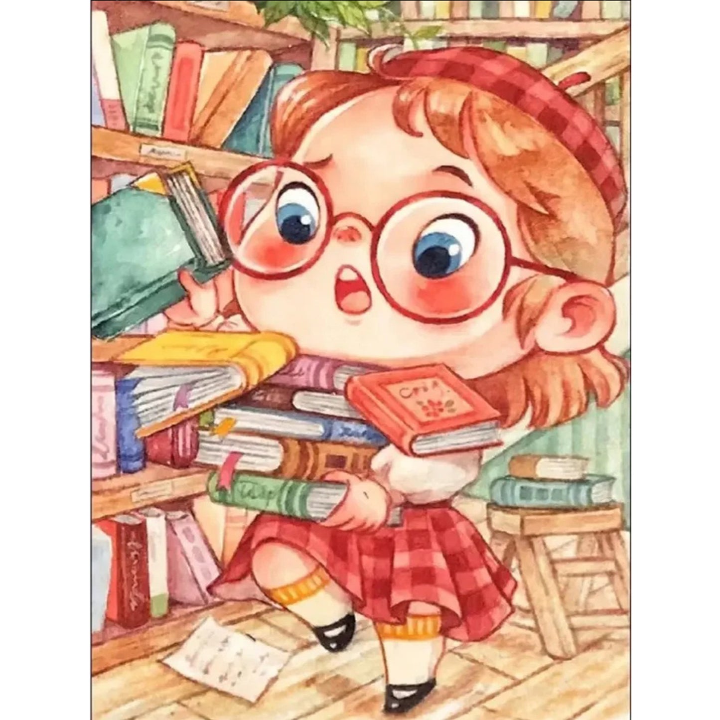 Cartoon Girl - Full 11CT Stamped Cross Stitch 45x60CM - Huacan