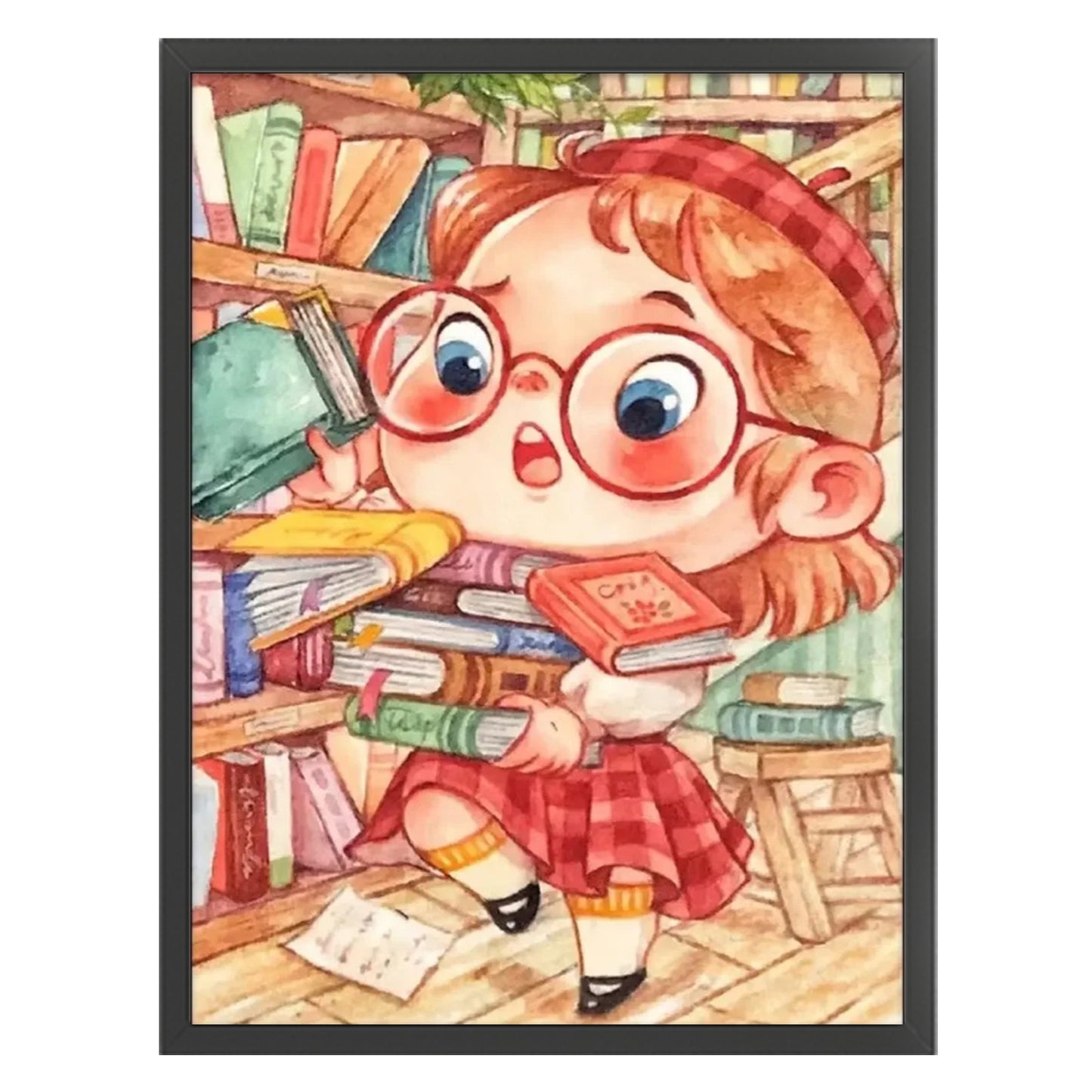 Cartoon Girl - Full 11CT Stamped Cross Stitch 45x60CM - Huacan