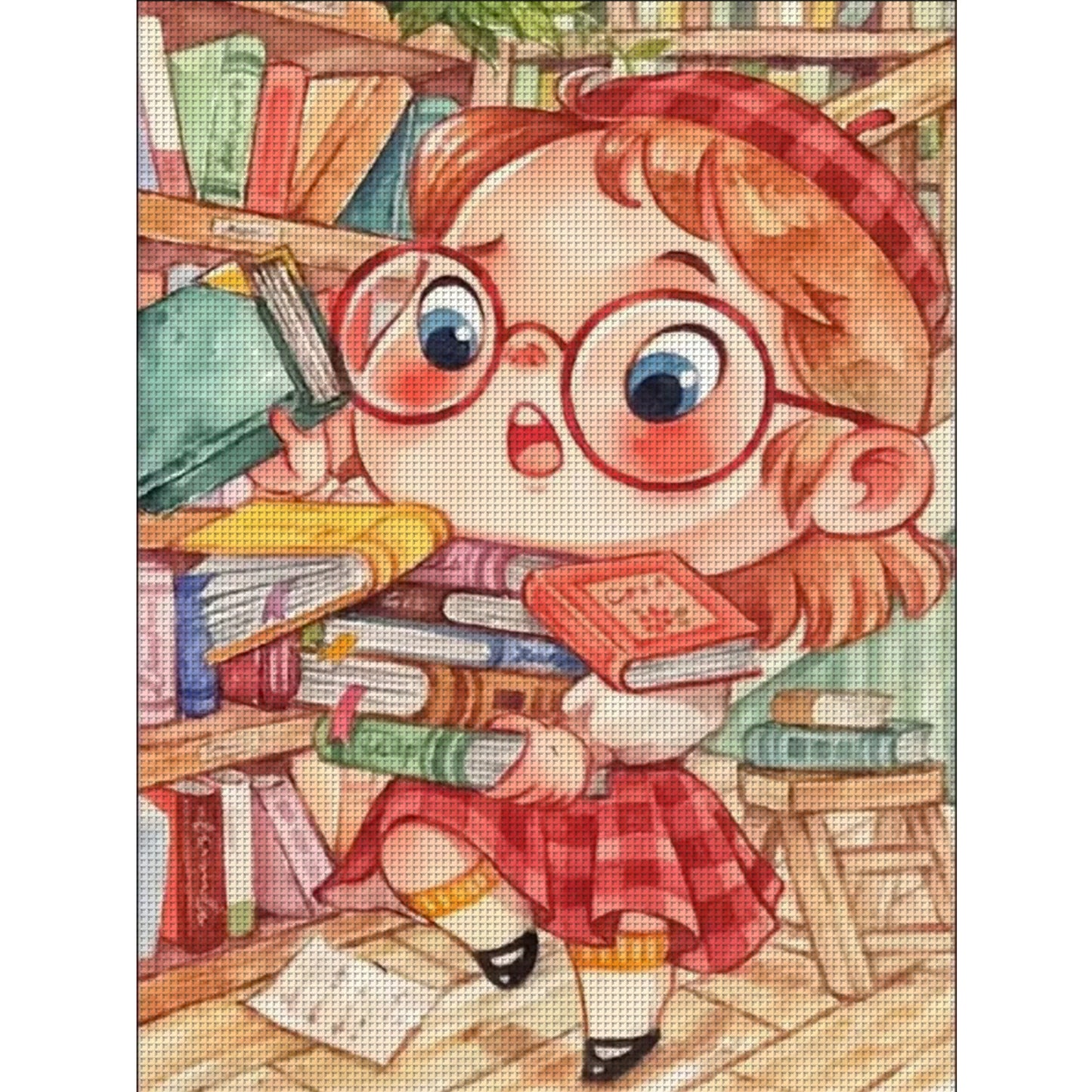 Cartoon Girl - Full 11CT Stamped Cross Stitch 45x60CM - Huacan