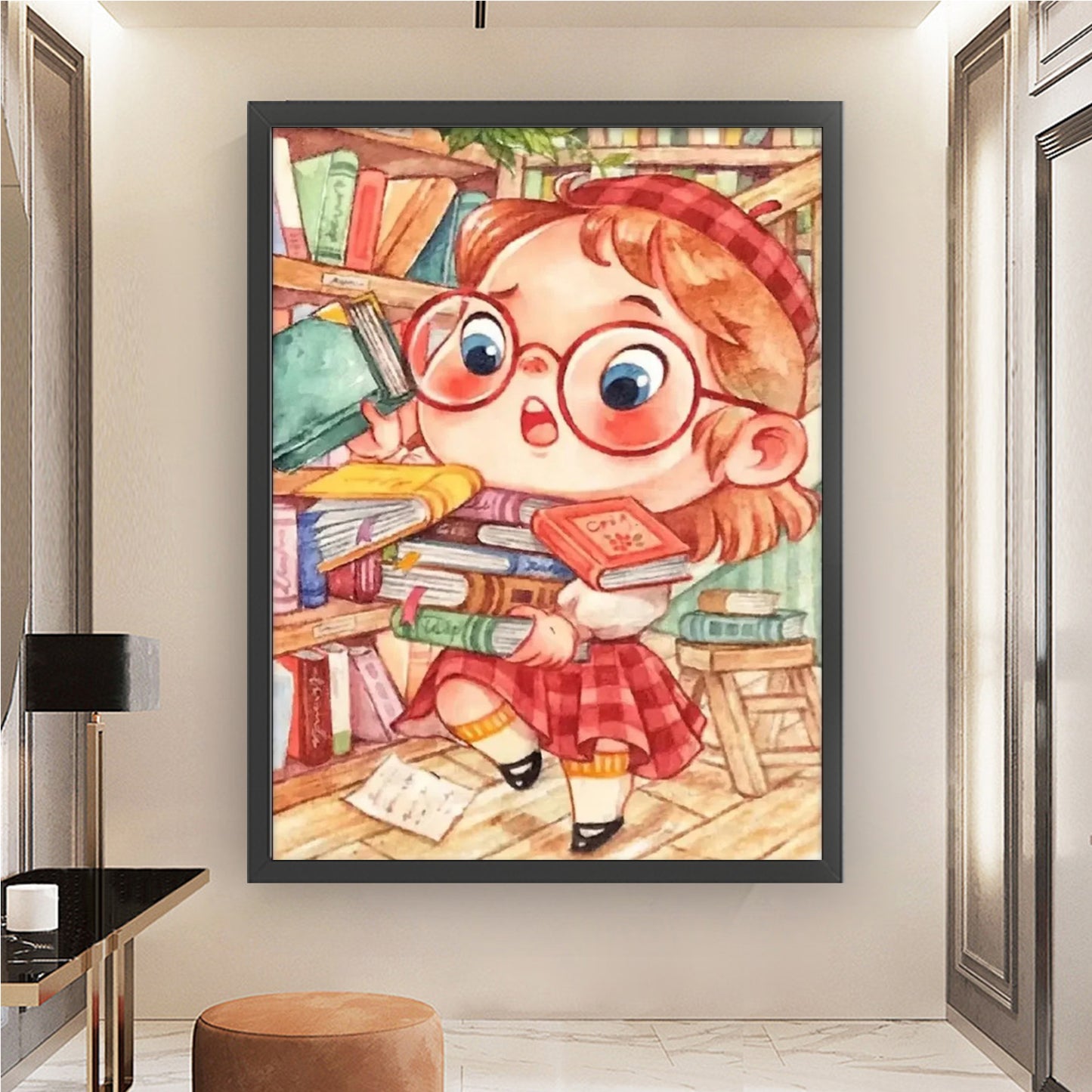 Cartoon Girl - Full 11CT Stamped Cross Stitch 45x60CM - Huacan