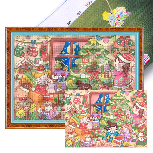 Christmas - Full 11CT Stamped Cross Stitch 60x45CM - Huacan