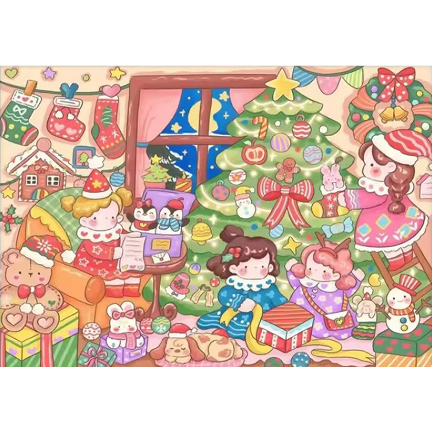 Christmas - Full 11CT Stamped Cross Stitch 60x45CM - Huacan