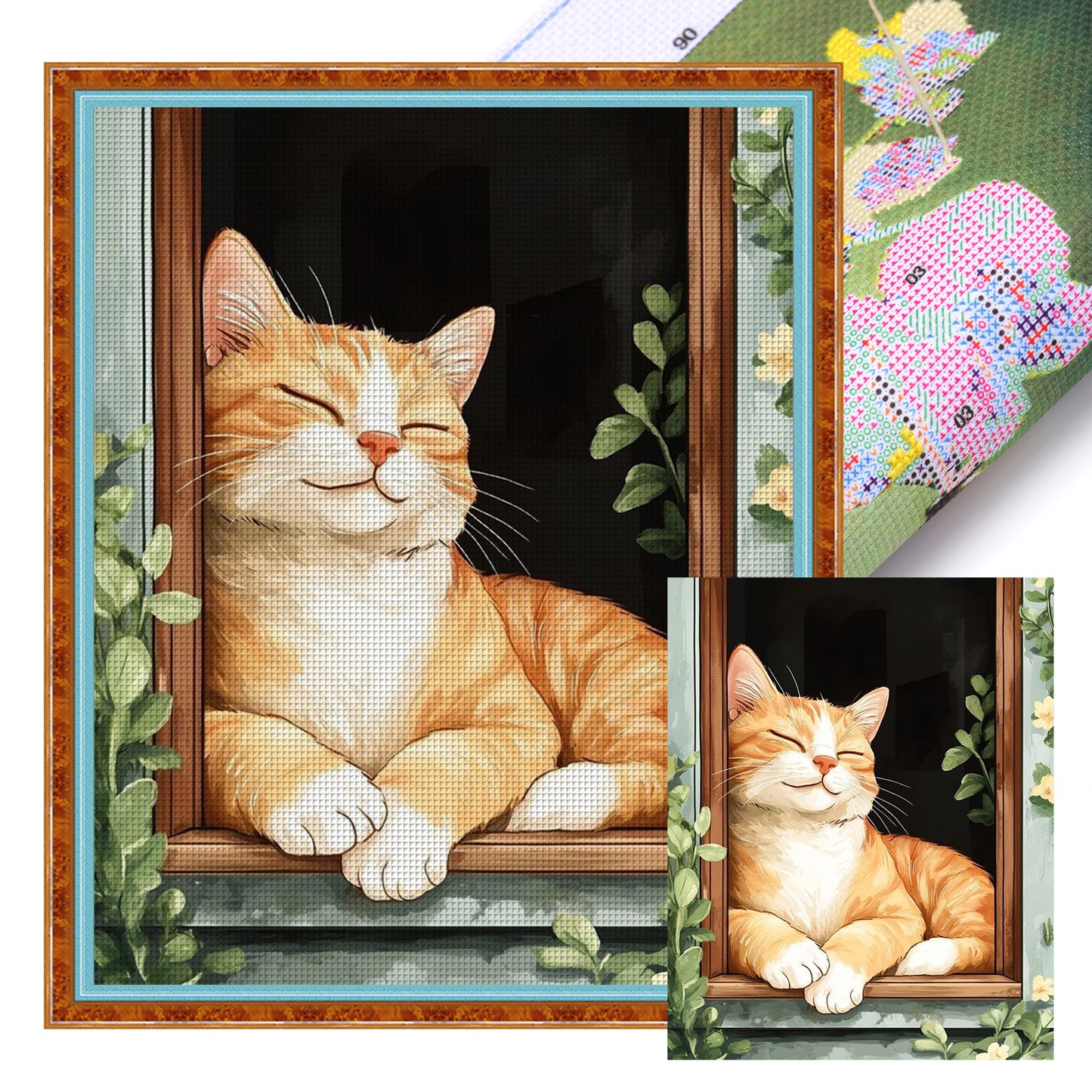 Cat - Full 11CT Stamped Cross Stitch 40x50CM - Huacan