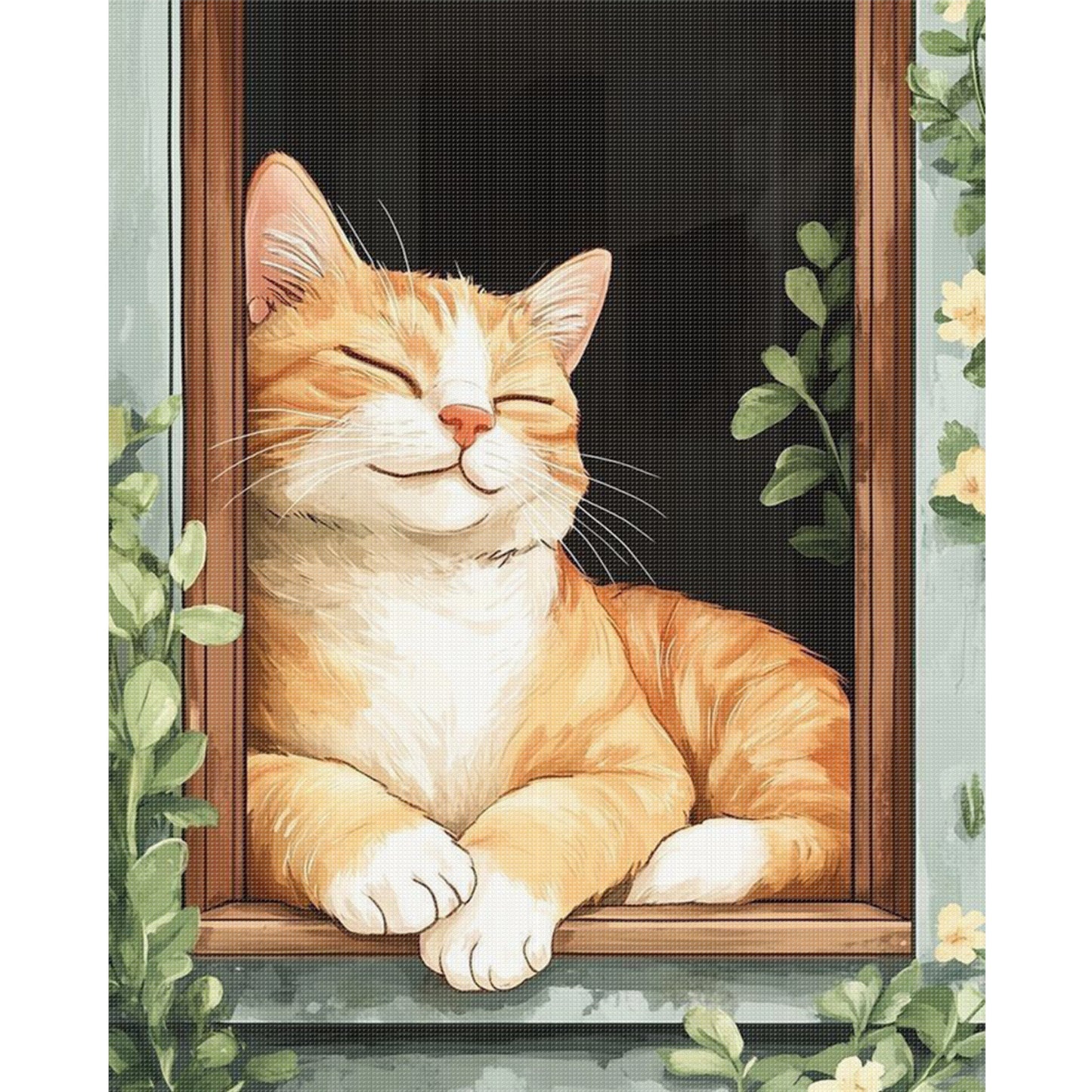 Cat - Full 11CT Stamped Cross Stitch 40x50CM - Huacan