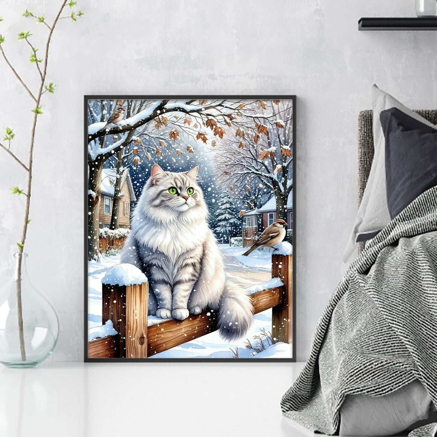 Cat - Full 11CT Stamped Cross Stitch 40x50CM - Huacan