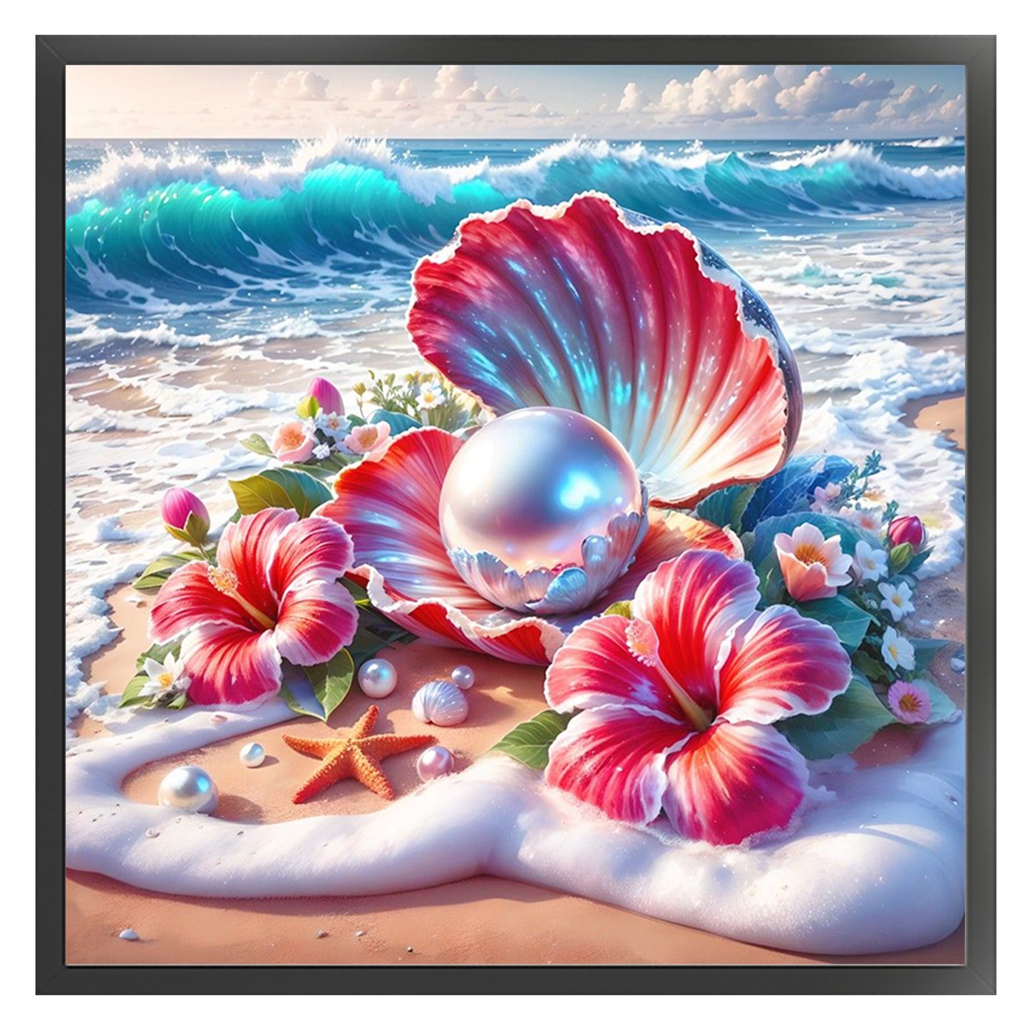 Pearl Shell - Full 11CT Stamped Cross Stitch 40x40CM - Huacan