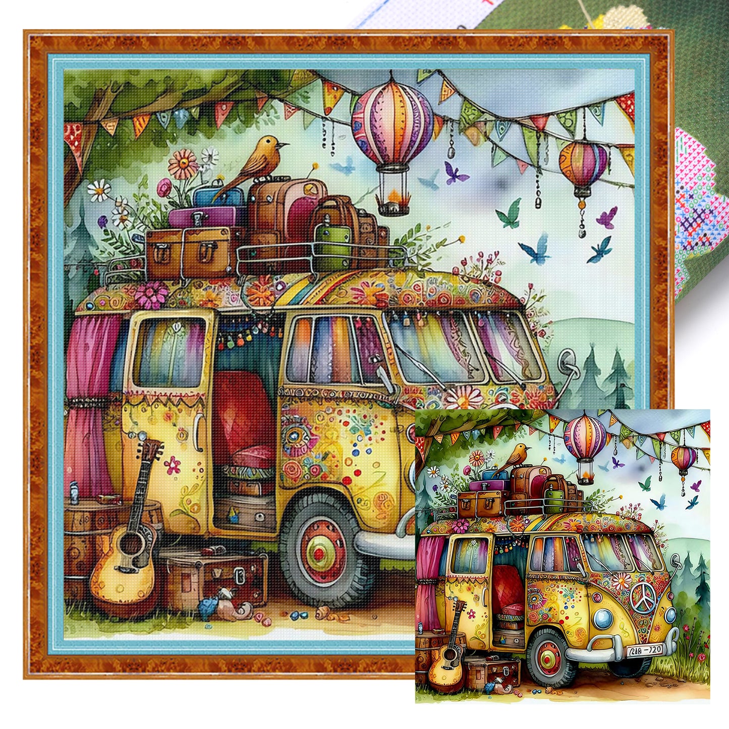 Camper Van - Full 11CT Stamped Cross Stitch 40x40CM - Huacan