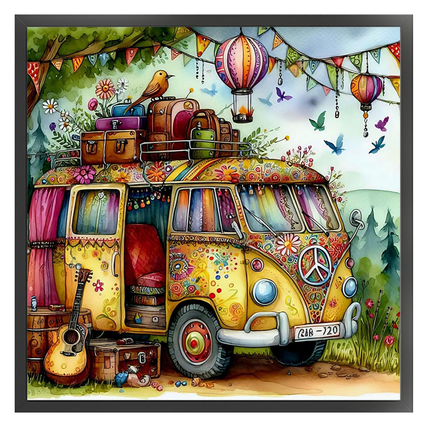 Camper Van - Full 11CT Stamped Cross Stitch 40x40CM - Huacan