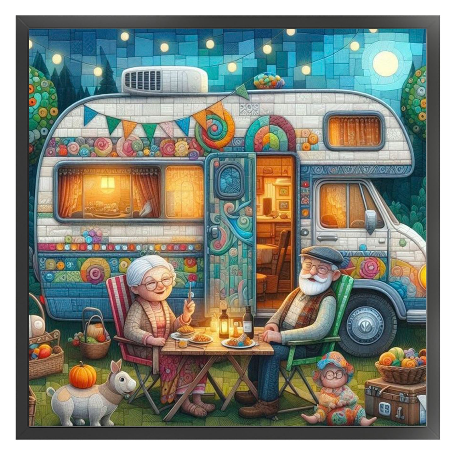 Camping - Full 11CT Stamped Cross Stitch 40x40CM - Huacan
