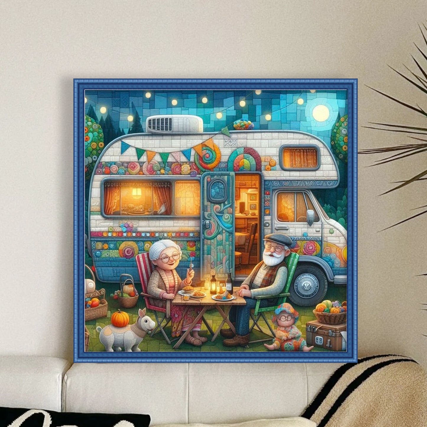 Camping - Full 11CT Stamped Cross Stitch 40x40CM - Huacan