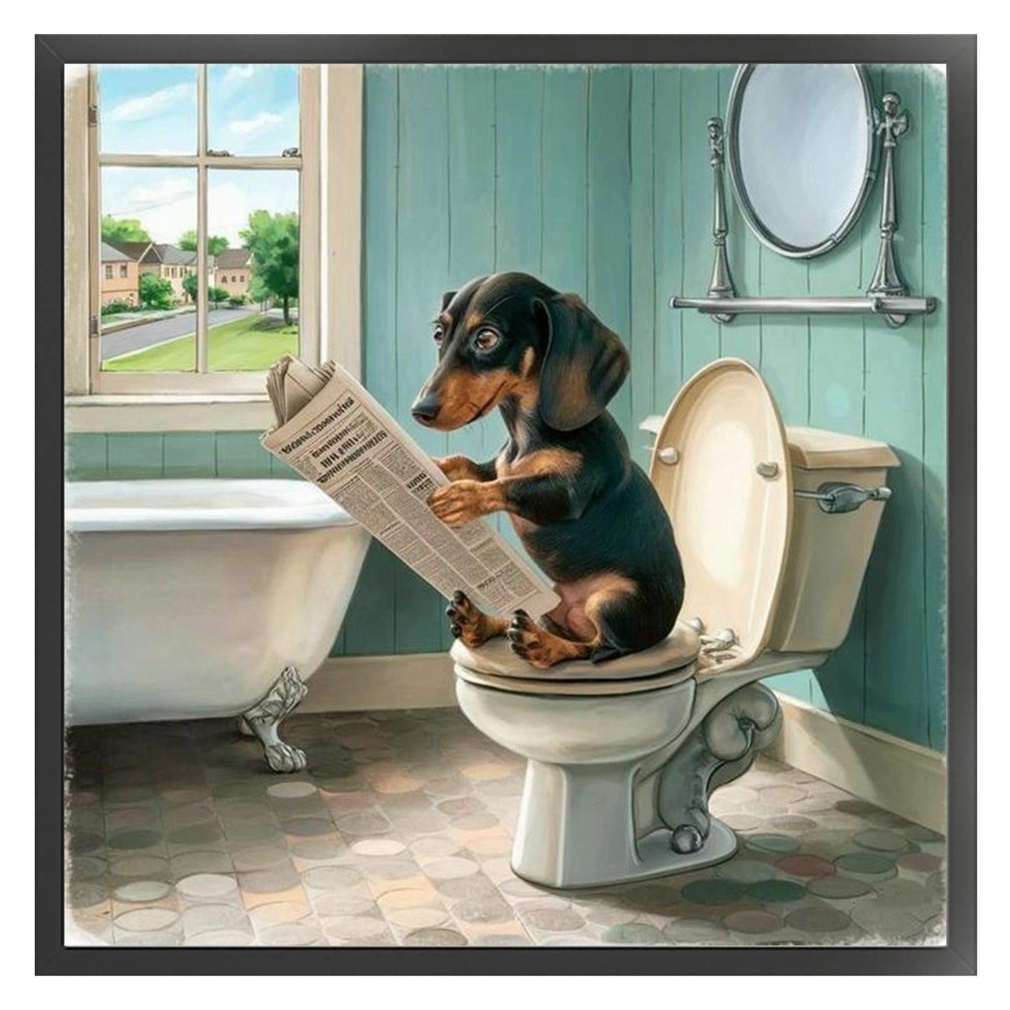 Dachshund - Full 11CT Stamped Cross Stitch 40x40CM - Huacan