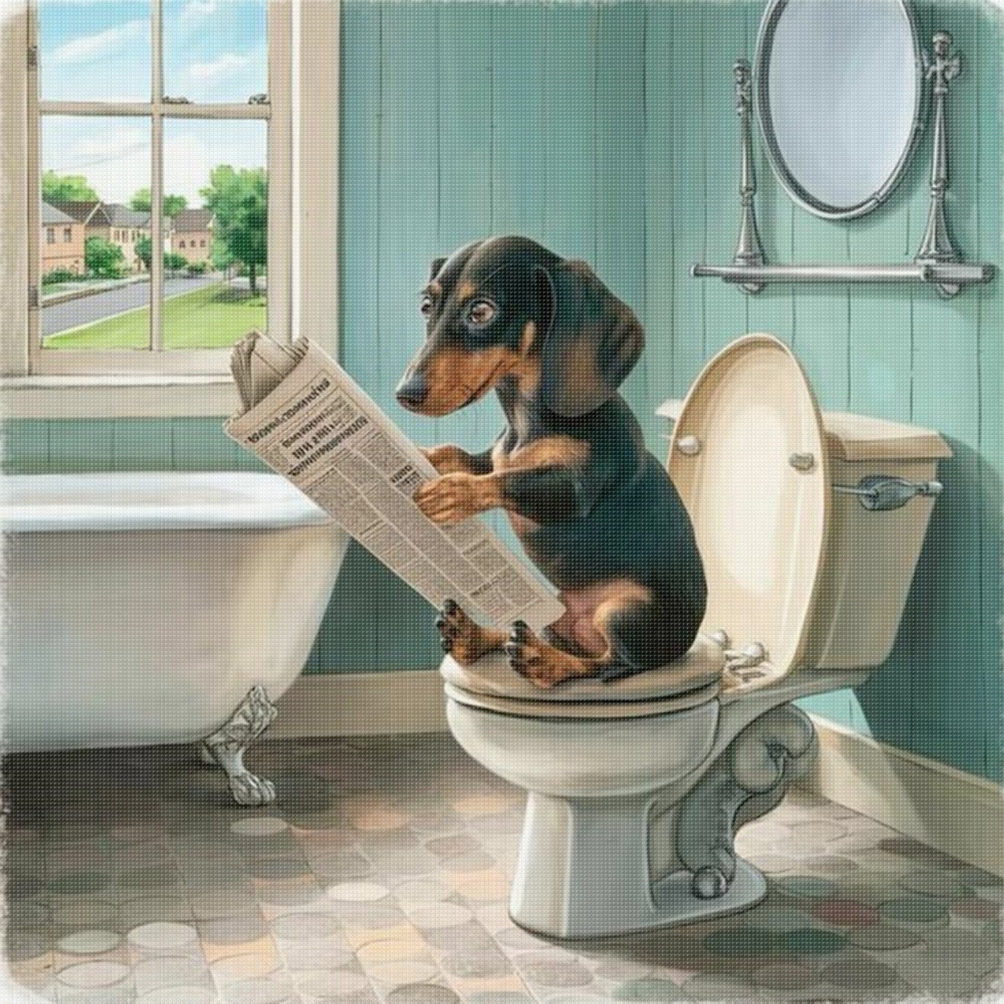 Dachshund - Full 11CT Stamped Cross Stitch 40x40CM - Huacan