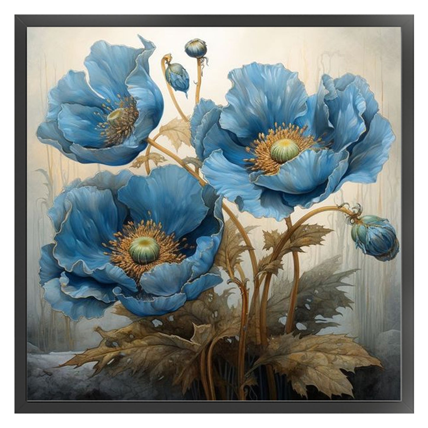 Blue Flower - Full 14CT Counted Cross Stitch 40x40CM - Yishu