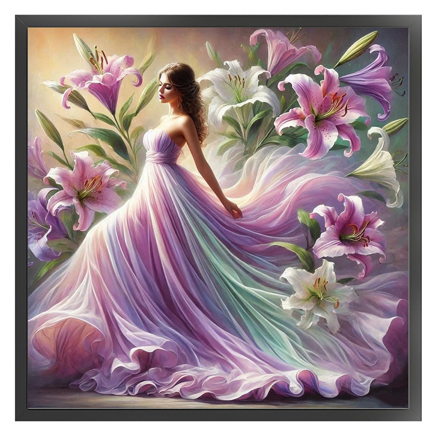 Flower Girl - Full 11CT Stamped Cross Stitch 45x45CM - Huacan